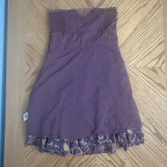 Free People Strapless Dress Ruffle Floral Embroidered Fully Lined Boho Size 6 - Picture 11 of 12